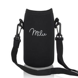 Milu Neoprene Bag for Stainless Steel Drinking Bottle 350 ml, 500 ml, 750 ml, 1000 ml – Replacement Part – Insulated Flask for On the Go – with Carry Strap (500 ml)
