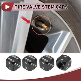 HEROFFIX 4 Pcs Decorative Tire Valve Stem Caps 12mm Tyre Valve Dust Covers for Most Cars Truck Black Aluminum Alloy