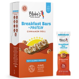 Blake's Seed Based Breakfast Bars with Protein — Cinnamon Roll (24 Count), 5g Clean Plant-Based Protein, Gluten Free, Nut Free, Dairy Free & Vegan, Healthy Snacks for Kids or Adults, School Safe