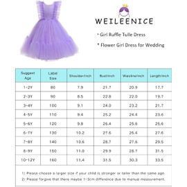 Weileenice Light Purple Flower Girl Dresses Puffy Ruffle Tulle Beads Kids Wedding Bridesmaid Pageant Formal Dance Ball Gown 5 6 Little Girls Princess Birthday Party Photo Shoot Prom Evening Tutu Dress