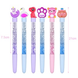 OFFCUP ballpoint pen refills, 6pcs Liquid Paillette Pen, Crystal Ball Pen Gel Ink Pen Rollerball Pens Quicksand Pen Unicorn Toys for Women Girl Gift Stationery School Office Supplies