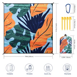 HIHOHO Beach Blanket Waterproof Sandproof Extra Large Beach Mat 79" X 83"/120"x108"for 1-8 Adults Quick Drying Durable Outdoor Picnic Mat for Beach Travel Camping Hiking
