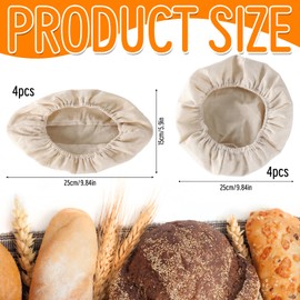 8 Pcs Bread Proofing Basket Liner, Dough Rising Bags Bread Making Proving Baskets Cover Sourdough Cloth for Professional Home Bakers 25 CM Oval Round