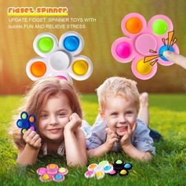SCIONE Set of 10 Pop Fidget Spinner Push Bubble Pop Simple Fidget Toy for Children Adults Easter Party Gifts Gift Bag Filler Sensory Fidget Set ADHD Anti Anxiety Stress Relief Toy