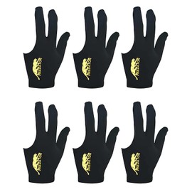 Tokaneit Billiard Gloves, 3 Finger Cue Gloves, Billiard Gloves, Snooker Cue Gloves, Unisex, Stretchy, for Billiard Accessories, Pack of 6, Black, 8 x 19 cm