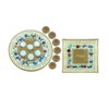 Unique Painted Glass Passover Seder Plate with Matching Matzah Serving