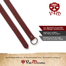 Vehi Mercatus Medieval Leather Belt - 2.2 cm Wide - in Red, Green, Brown, Black - Embossed Knot Pattern - for Vikings, LARP, Reenactment, Everyday Use, brown