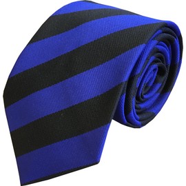 Great British Tie Club School Ties (23 Block Stripe Colour Variations) (Black & Royal)
