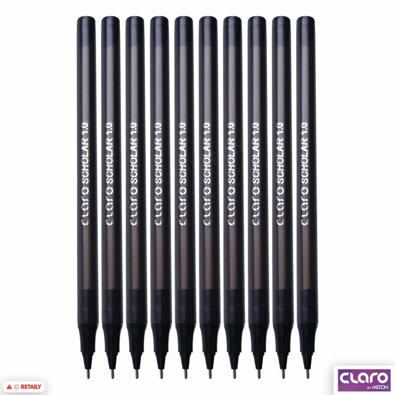 CLARO Scholar Ballpoint Pens, BLACK, Medium Point (1.0mm), Pack of