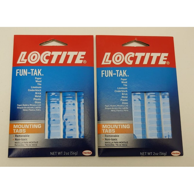 2 Loctite Fun-TAK Mounting Tabs Sticky Gum Mounts Square Mount