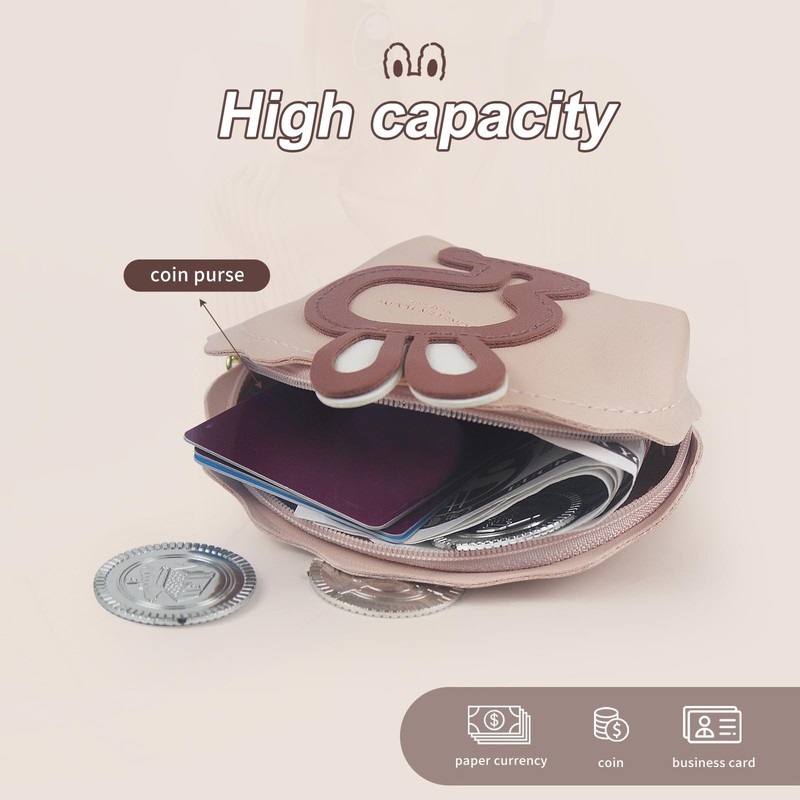 AfitLulu Little Rabbit Coin Purse, PU Leather Small Coin Pouch