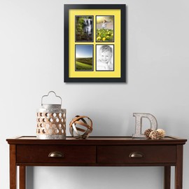 ArtToFrames Collage Photo Frame Double Mat with 2 - 4x5 Openings and Satin Black Frame