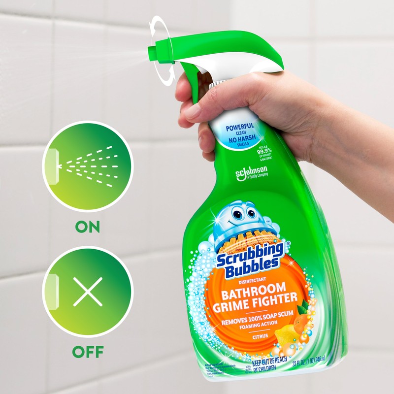 Scrubbing Bubbles Bathroom Grime Fighter Disinfectant Cleaner, Citrus Scent, 32oz