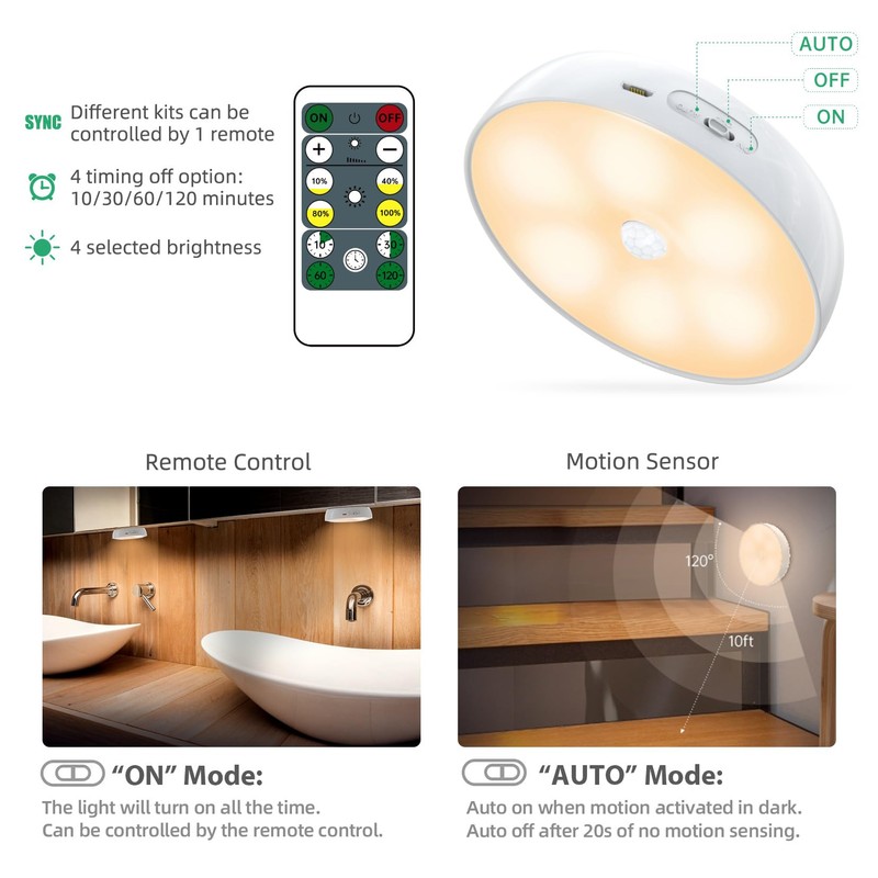 Warm Color LED Closet Lights Motion Sensor Step Light, USB
