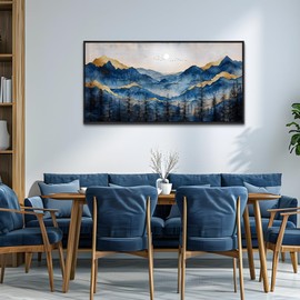 FUHAIHUA Black Framed Canvas Wall Art For Living Room Wall Decor For Bedroom Office Wall Decoration Mountain Painting Abstract Pictures Artwork Room Aesthetic Home Decor 20x40 In