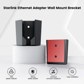ISEKIE New Upgraded Starlink Ethernet Adapter Wall Mount Bracket Back Glue＆Expansion Screw Installation Sturdy ABS Holder Stability Lightweight Easy to Fix Compact Design with Mounting Kit Black