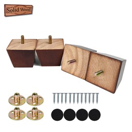 2 inch Sofa Legs Square Furniture Feet Wood Replacement Leg Set of 4 for Bed Couch Armchair Recliner with Pre-Drilled M8 Bolt