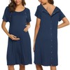 Ekouaer Womens, Nightgown Nightshirt, Nursing/Delivery/Labor/Hospital Short Sleepshirt Dress with Button,