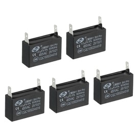 PATIKIL CBB61 Ceiling Fan Capacitor, 5Pcs 1uF 450V AC 50/60HZ Single Insert with 2pins for Air Conditioner Fan Motor Star Run Capacitors 35 x 24 x 22mm