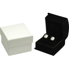 12 Piece Black Color Luxury Velvet Multiple Use Earring Necklace Pendant Jewelry Gift Box with an Extra Individual White Packer Box Size 2.15〞(W)*2.15〞(D)*1.65〞(H)( Not a Bigger Earring Necklace Box, Suggested for Small Earring Necklace Sets)