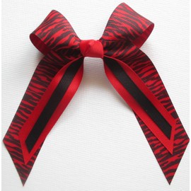 Zebra Small Bow, red, 2" French clip, Made in the USA