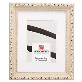 Craig Frames Ancien Ornate, 24 x 36 Inch Picture Frame Matted to Display a 20 x 30 Inch Photo, Off-White