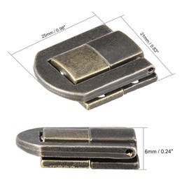 sourcing map Toggle Catch Lock, 25mm Retro Decorative Bronze Hasp with Screws for Suitcase Chest Trunk Latch Clasp, Pack of 2