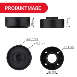 LouMaxx Furniture Feet Height Adjustable - Feet for Furniture Diameter 53.5 mm Made of Plastic - High-Quality Furniture Raiser for Gluing or Screwing - Set of 8 Sliding Feet in Black Includes Mounting