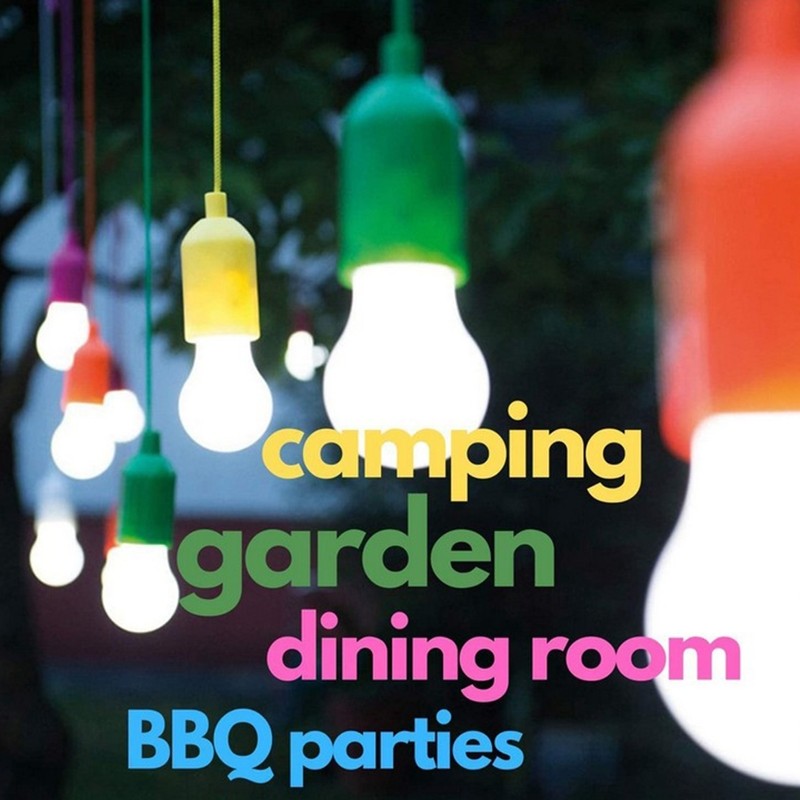 8PCS Portable LED Bulb Light Battery Operated Pull Rope Lamp