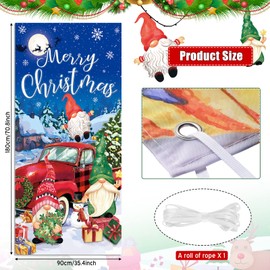 Tiamon Christmas Gnome Door Cover Holiday Gnome Door Cover Decoration Gnome Background Banner Xmas Door Banner Christmas Door Decoration for Front Door Holiday Party, 70.9 x 35.4 Inches