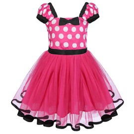 IBTOM CASTLE Kids Toddler Girls Polka Dots Princess Party Fancy Costumes Wedding Christening Rose+Black 18-24 Months