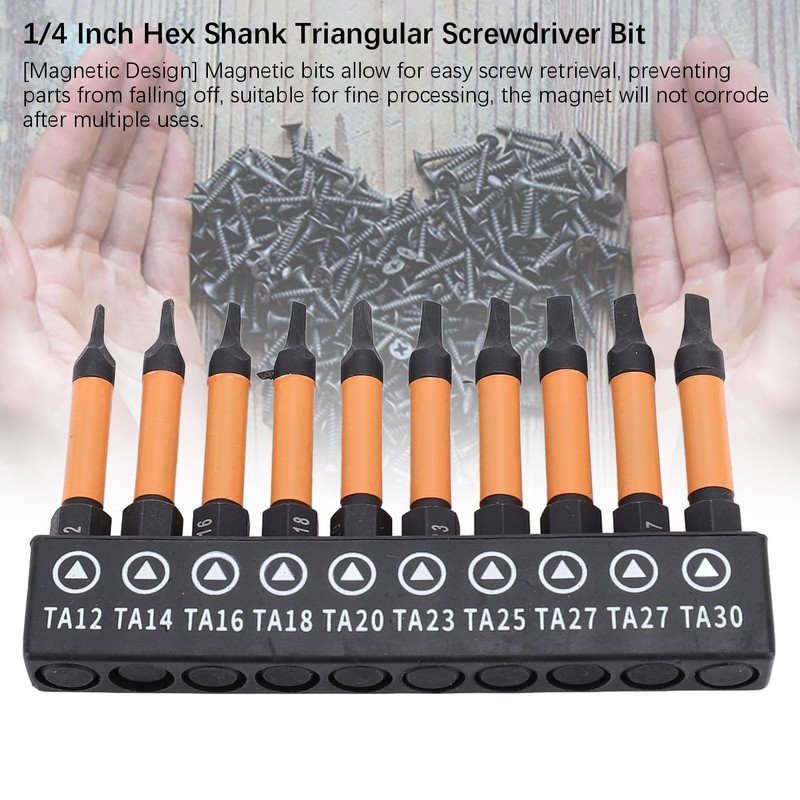 10Pcs Triangle Screwdriver Set, 50mm Length 1/4 Inch Hex Shank