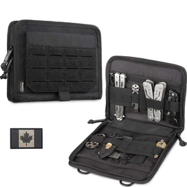 WYNEX Tactical Folding Admin Pouch, Molle Tool Bag of Laser-Cut Design, Utility Organizer EDC Medical Bag Modular Pouches Tactical Attachment Waist Pouch Include Canada Patch