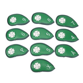 10pcs Iron Covers, Leather Covers for Iron with Magic Tape, Club Cover Fit All Brands for Callaway Cobra Etc (Green)