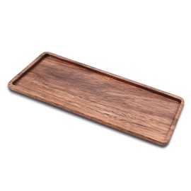 11.8 Inch Solid Wood Serving Platters and Trays of Natural Acacia Wood with Edge,Rectangular Avoid Sliding and Spilling Food