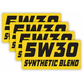 Unbranded 4-pack 2x4 inch 5W30 SYNTHETIC BLEND Vinyl Stickers Decals Labels Oil Drum 5w-30