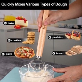 Danish Dough Whisk for Sourdough – 13" Stainless Steel Dutch Whisk for Dough, Bread Mixing Tool for Kitchen & Baking
