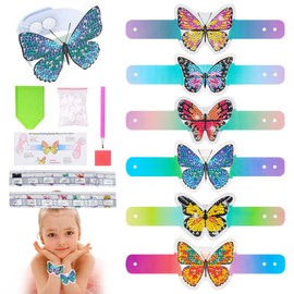 Diamond Painting Children's Butterfly Bracelets, DIY Bracelets for Boys and Girls, Homemade Gifts - Birthday, Easter and Special Occasions, DIY Craft Sets for Children 5-12 Years