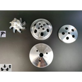 espeedpro21 Small Block Chevy 2/3 Groove Aluminum Pulley Kit for Short Water Pump 283-350