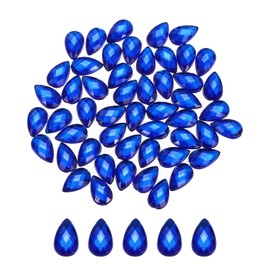 sourcing map 100PCS Flat Back Acrylic Teardrop Gems 6x10mm Artificial Rhinestones for DIY Crafts Bead Wedding Party Face Painting Jewelry Making Dark Blue