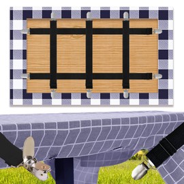 OPPKEPT Tablecloth Holder for Thick Table Tops, Pack of 5 Hidden Straps Adjustable Elasticity Table Cover Clips, Tablecloth Clips for Garden Table, Restaurant, Family Dining Table, Outdoor Dining