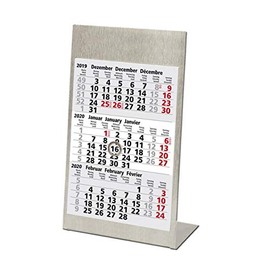 3-Month Stainless Steel Table Calendar