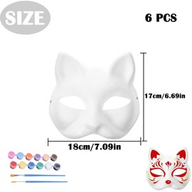 Wenyue 6 Stücke Cat Mask Katzen Maske Maske Diy Masken Zum Bemalen Tiermasken Blank White Cat Katzen Maske Damen Maskerade Zum Dekorieren Von Malerei Maskerade Cosplay Party Katzenmaske Mit Pinsel