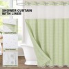Muuyi Fabric Shower Curtains with Snap in Liner,No Hooks Needed,Tassels