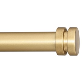 Truseren Gold Curtain Rods for Windows 72 to 144 Inch, Modern 1 Inch Heavy Duty Window Drapery Rods With Simple End Cap Finials for Home Indoor,Ourdoors