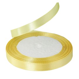 Satin Ribbon 10mm x 22m Rolls Decorative Ribbons for Gift Wrapping Satin Christmas Decoration for Wedding Balloons Crafts Sewing Birthday Gift Ribbon (Light Yellow)