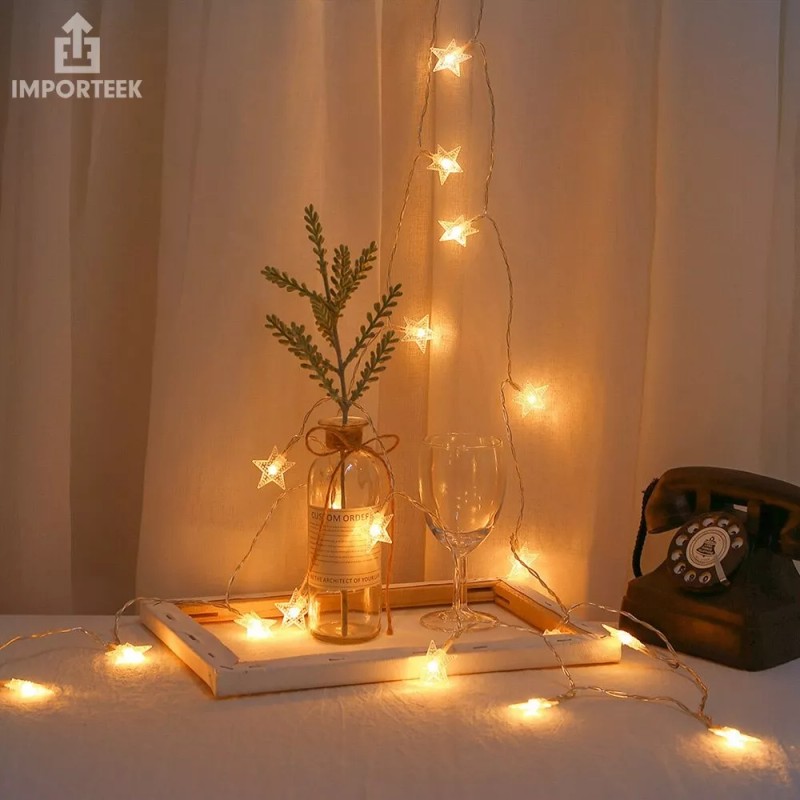 Importeek 5pz Mini Serie Cortina Luces Led Decorativa Estrellas 2m