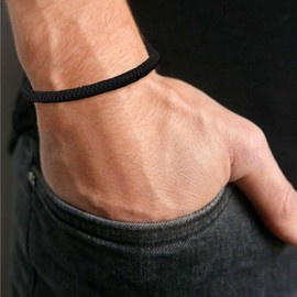 Black Lucky Bracelet for Women Men, Kabbalah Black String Bracelet for Protection, Tibetan Bracelet Black Buddhism Vajra Knot Protection Bracelet with a Talisman (Black)