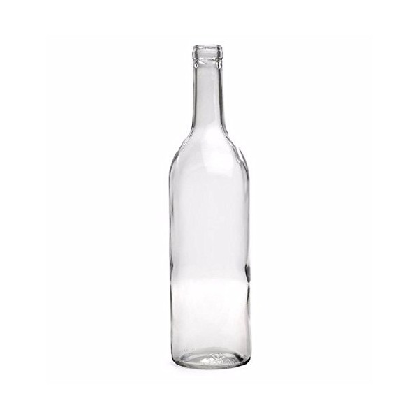 E.C. Kraus 750 mL Clear Bordeaux Wine Bottles, Cork Finish