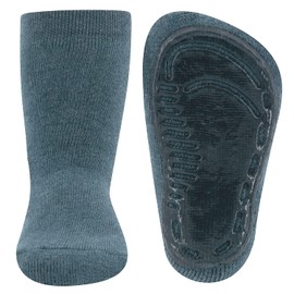 EWERS Pack of 2 Plain Stopper Socks SoftStep Socks with Non-Slip Sole for Boys and Girls, Non-Slip Socks with Rubber Sole, Made in Germany, 2 Pairs of Non-Slip Children's Socks, blue